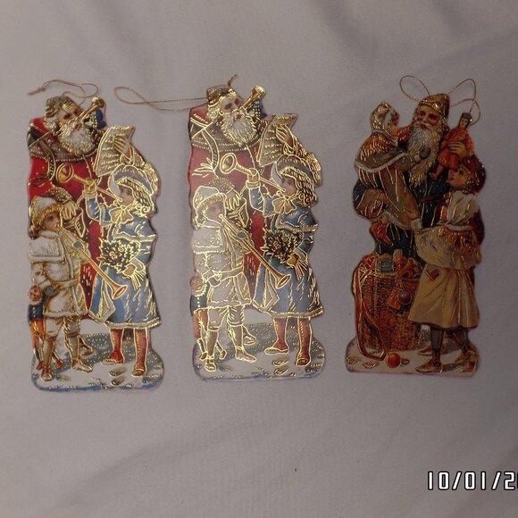Vintage 1986 Merrimack? Ornaments 2 sided Hong Kong Outlined in Gold Old World - Picture 5 of 16